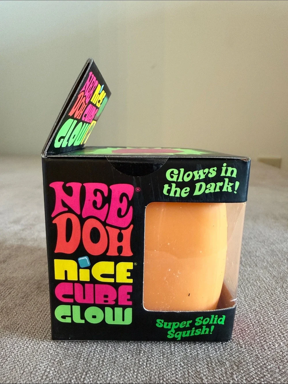 Needoh Nice Cube Glow Super Solid Squish! - Orange